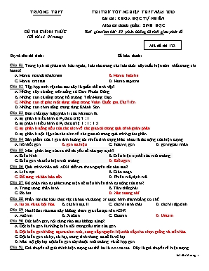 Đề thi thử Tốt nghiệp THPT môn Sinh học Lớp 12 - Mã đề 123 - Năm học 2020-2021